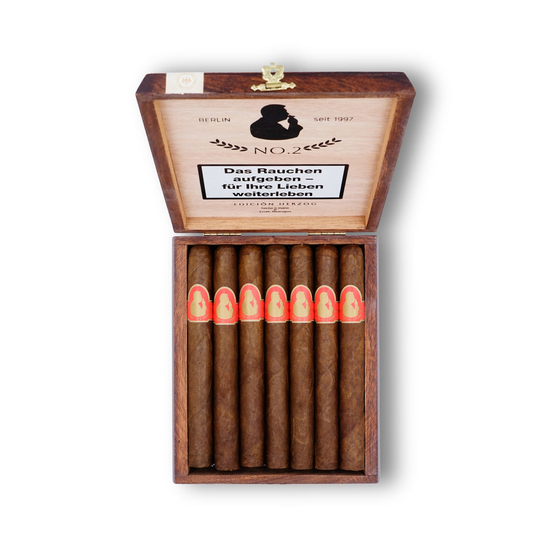 Herzog No.2 Zigarren 20er Box geöffnet – Ansicht der Zigarren