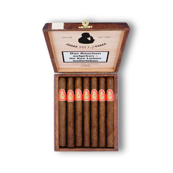 Herzog No.2 Zigarren 20er Box geöffnet – Ansicht der Zigarren