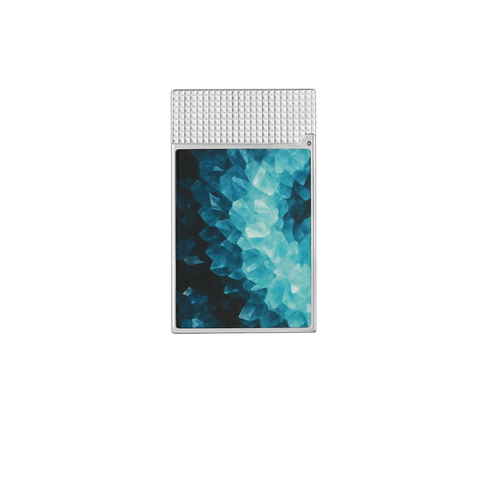 S.T. Dupont Ligne 2 Feuerzeug in silber mit einem blauen Geode-Design kaufen bei Zigarren Herzog.