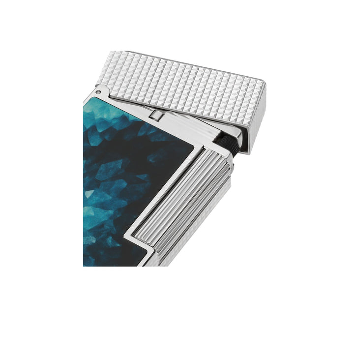 S.T. Dupont Ligne 2 Feuerzeug in silber mit einem blauen Geode-Design kaufen bei Zigarren Herzog.