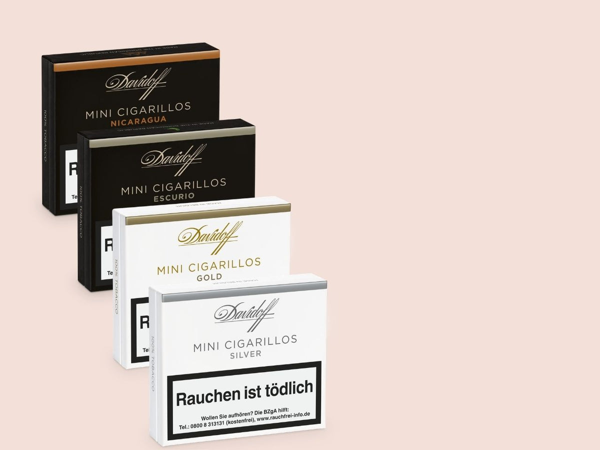 Werbebanner für Zigarillos zeigt Davidoff Mini Cigarillos 