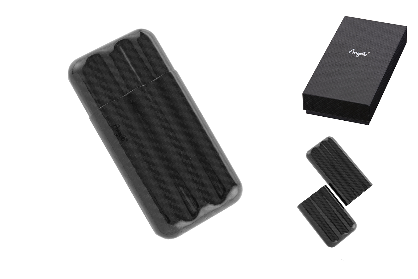 Angelo-Zigarrenetui-3er-Echt-Carbon-Ring-57-15-cm-Lange
