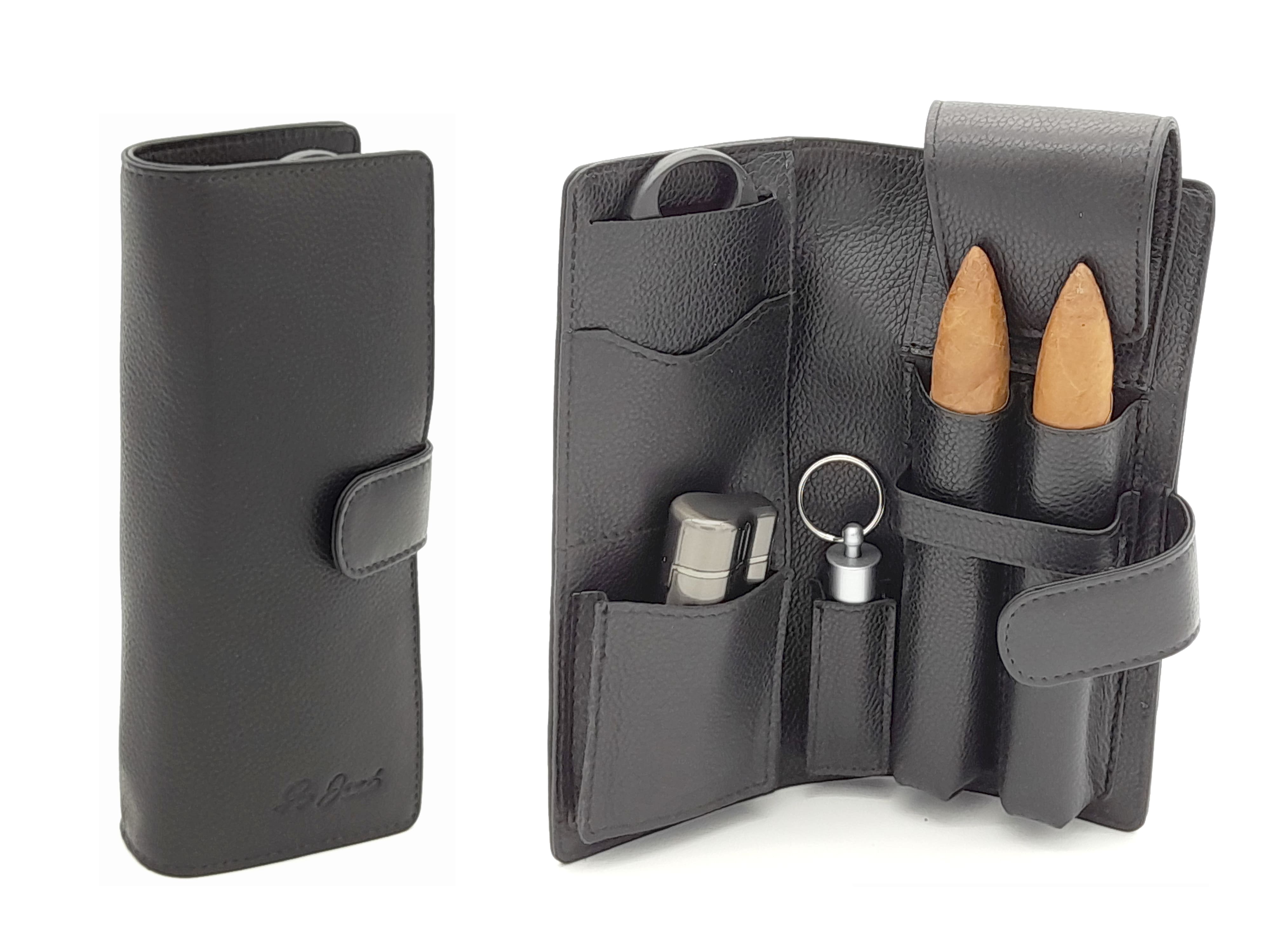 8021-Cigartravelcase-schwarz-Leder-inklusive-Cutter-2